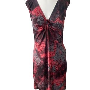 Floral Mini Dress in Red and Black